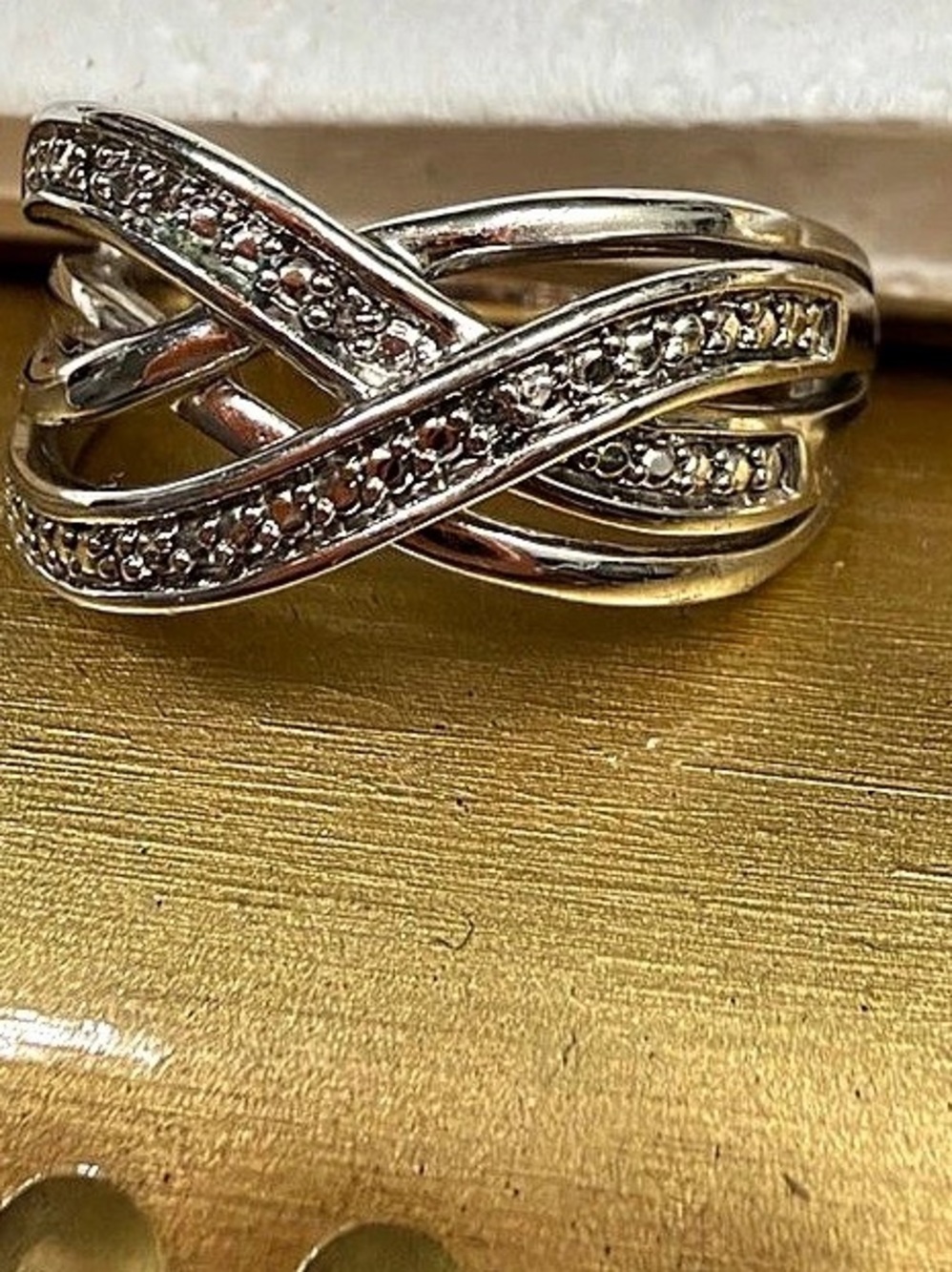 Infinity Band Ring in Sterling Silver and diamond 💍 accents Ladies Size 7